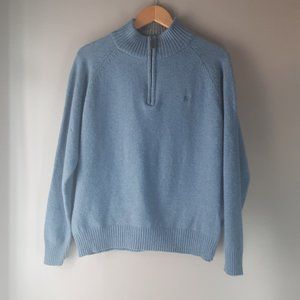 Sacoor Brothers Blue Cozy Soft Wool Blend Sweater, Half Zip